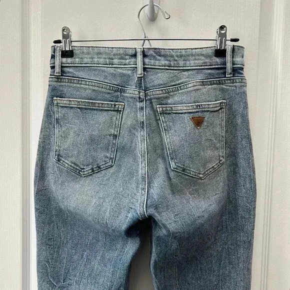 Guess It Girl Jeans  Straight Leg 10” Rise Button Fly Raw Step Hem Blue Size 25 - Picture 8 of 16